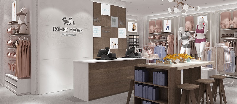 軌道射燈 應(yīng)用于柔美RomedMaore內(nèi)衣店鋪照明案例